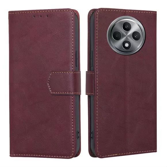 Flip Folio Cover For OPPO Reno 12F 5G/Reno 12 F 5G Leather Case Wallet Shockproof Durable Magnetic Clip Closure Phone Case