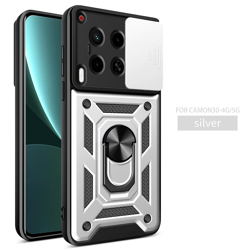 Luxury Slide Camera Lens Case For Tecno Camon 30 6.78" 5G/4G Shockproof Bumper Cover vehicle-mounted Magnetic Kickstand Cover