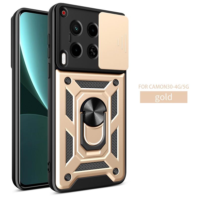 Luxury Slide Camera Lens Case For Tecno Camon 30 6.78" 5G/4G Shockproof Bumper Cover vehicle-mounted Magnetic Kickstand Cover