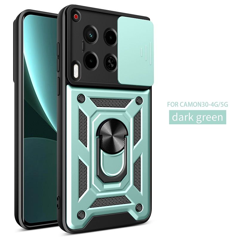 Luxury Slide Camera Lens Case For Tecno Camon 30 6.78" 5G/4G Shockproof Bumper Cover vehicle-mounted Magnetic Kickstand Cover