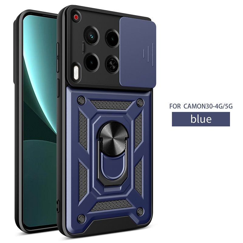 Luxury Slide Camera Lens Case For Tecno Camon 30 6.78" 5G/4G Shockproof Bumper Cover vehicle-mounted Magnetic Kickstand Cover