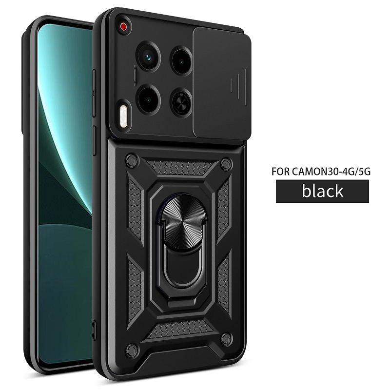 Luxury Slide Camera Lens Case For Tecno Camon 30 6.78" 5G/4G Shockproof Bumper Cover vehicle-mounted Magnetic Kickstand Cover
