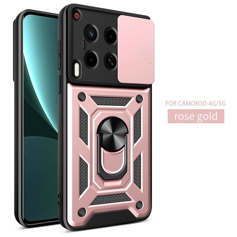 Luxury Slide Camera Lens Case For Tecno Camon 30 6.78" 5G/4G Shockproof Bumper Cover vehicle-mounted Magnetic Kickstand Cover