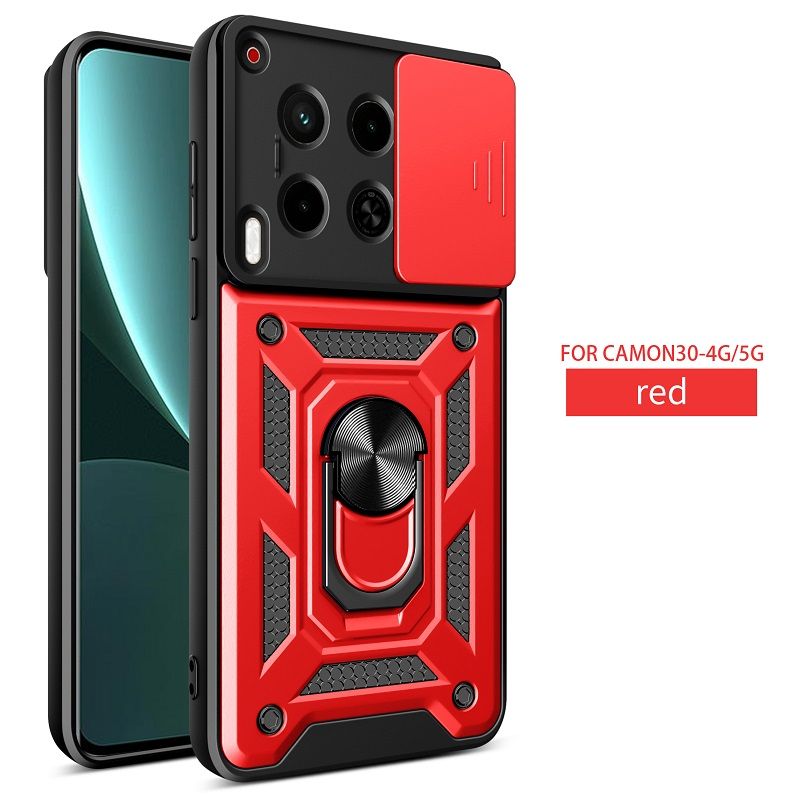 Luxury Slide Camera Lens Case For Tecno Camon 30 6.78" 5G/4G Shockproof Bumper Cover vehicle-mounted Magnetic Kickstand Cover