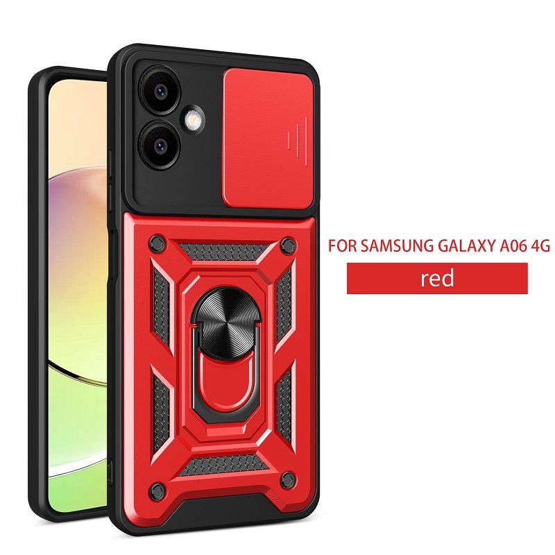 Luxury Slide Camera Lens Case For Samsung Galaxy A06 6.7" 4G Shockproof Bumper Cover vehicle-mounted Magnetic Kickstand Cover