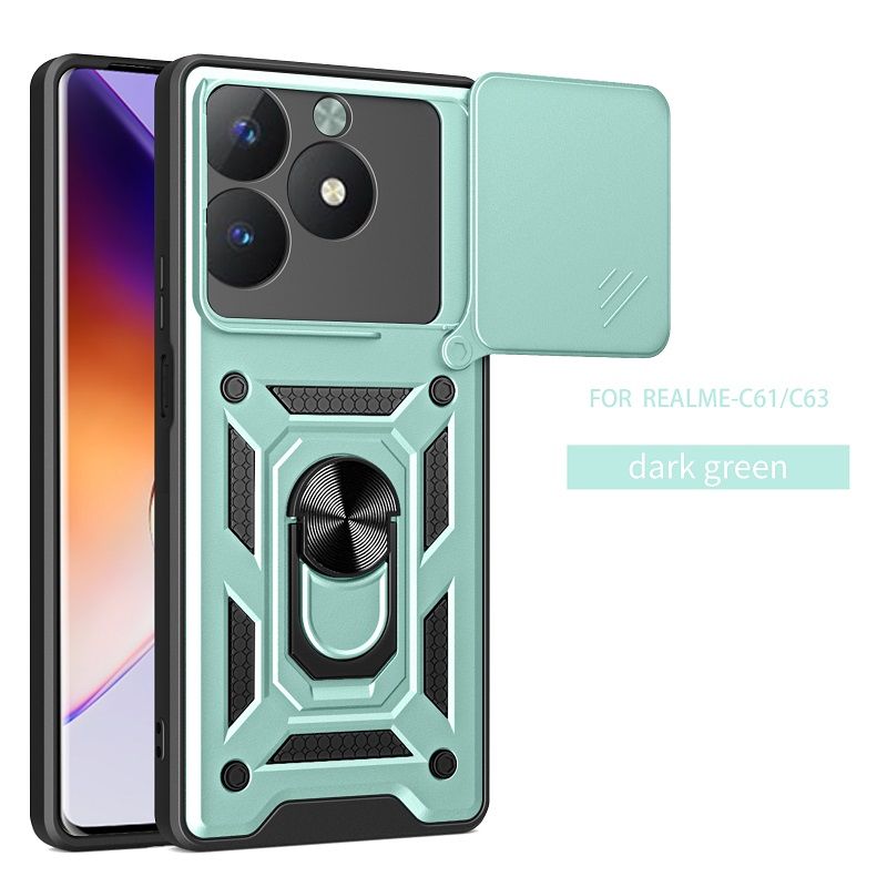 Luxury Phone Case The Camera Lens Cover For OPPO Realme C61 / Realme C63 Shockproof Bumper Cover vehicle-mounted Magnetic Kickstand Case