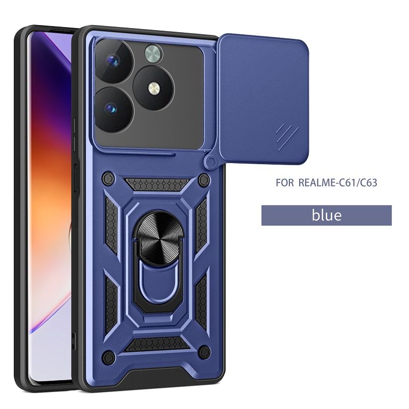 Luxury Phone Case The Camera Lens Cover For OPPO Realme C61 / Realme C63 Shockproof Bumper Cover vehicle-mounted Magnetic Kickstand Case
