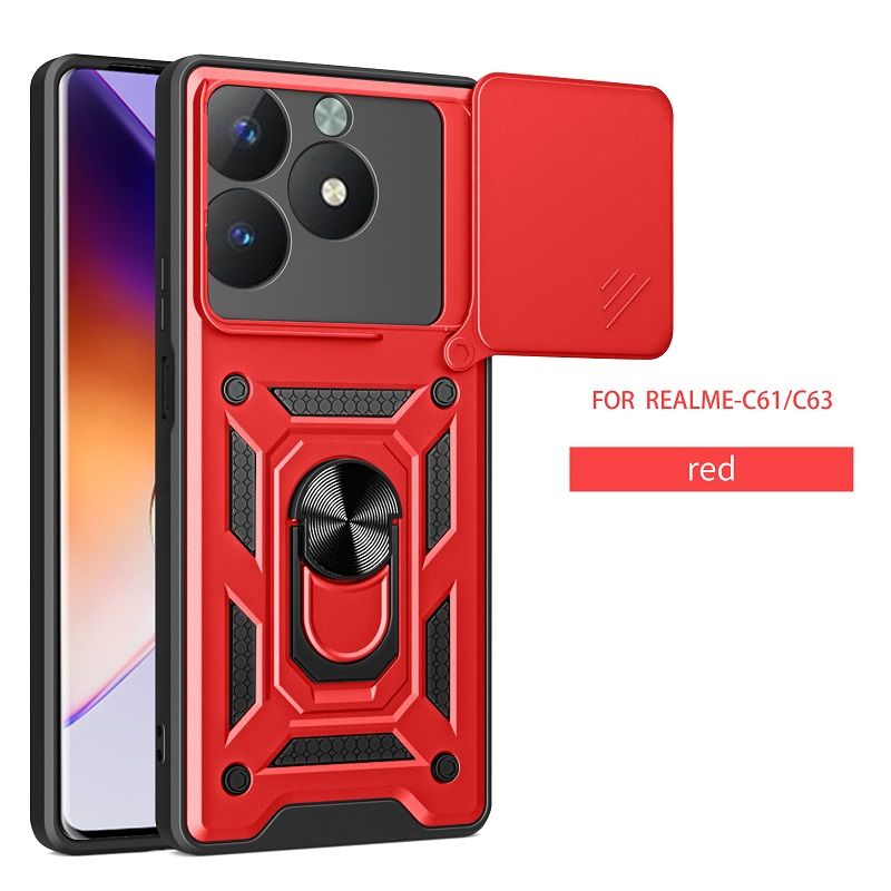 Luxury Phone Case The Camera Lens Cover For OPPO Realme C61 / Realme C63 Shockproof Bumper Cover vehicle-mounted Magnetic Kickstand Case