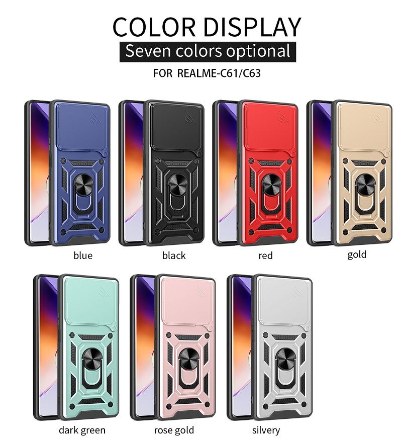 Luxury Phone Case The Camera Lens Cover For OPPO Realme C61 / Realme C63 Shockproof Bumper Cover vehicle-mounted Magnetic Kickstand Case