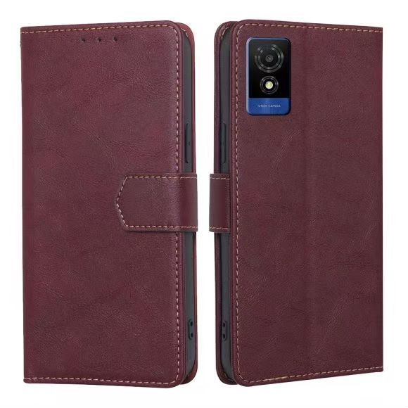 Flip Folio Cover For TCL 501 Leather Case Wallet Shockproof Durable Magnetic Clip Closure Phone Case