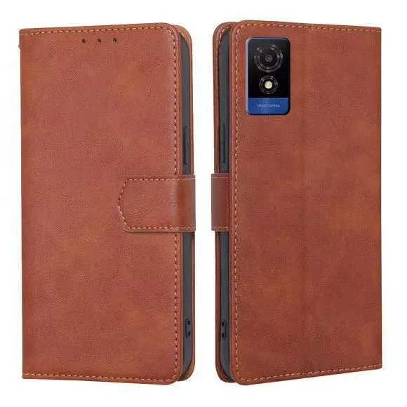 Flip Folio Cover For TCL 501 Leather Case Wallet Shockproof Durable Magnetic Clip Closure Phone Case