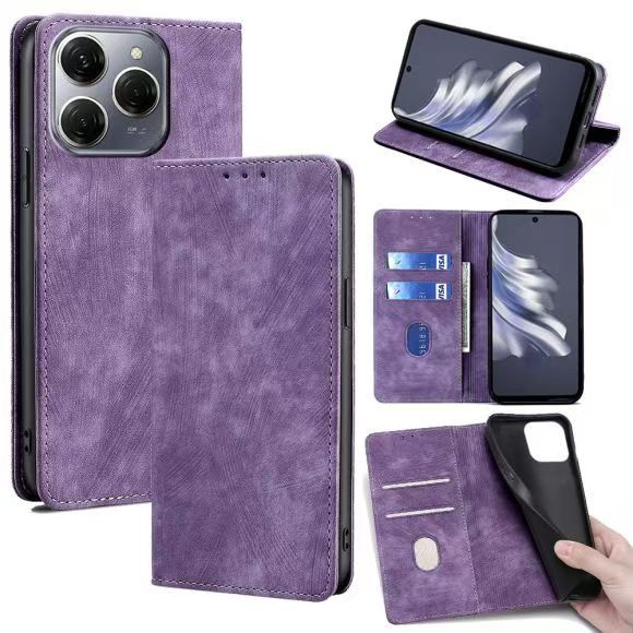 Flip Cover For Tecno Spark 20 Pro 4G Leather Case [Flip Vintage Leather] Wallet Shockproof Durable Retro Phone Case