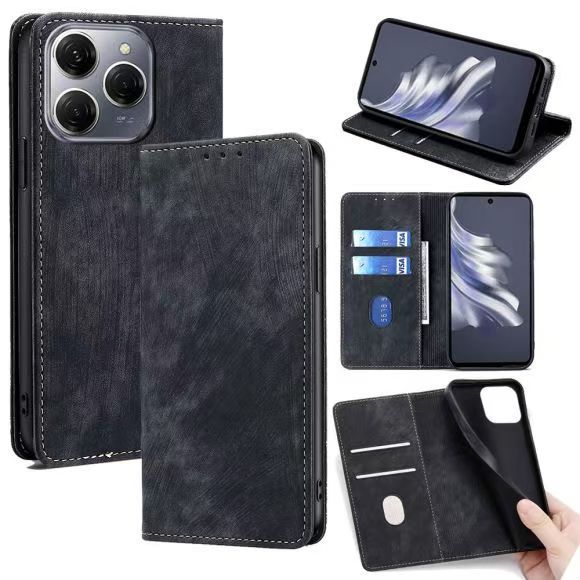 Flip Cover For Tecno Spark 20 Pro 4G Leather Case [Flip Vintage Leather] Wallet Shockproof Durable Retro Phone Case