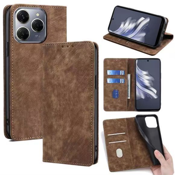 Flip Cover For Tecno Spark 20 Pro 4G Leather Case [Flip Vintage Leather] Wallet Shockproof Durable Retro Phone Case