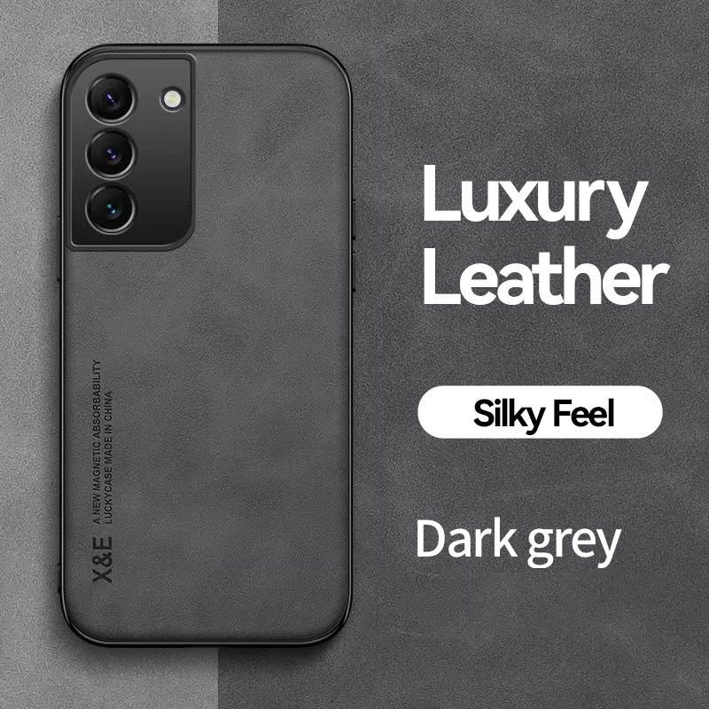 Business Luxury Sheepskin Pattern Leather Invisible Car Mounted Magnetic Phone Case For Samsung Galaxy S22 Shockproof Protective Case