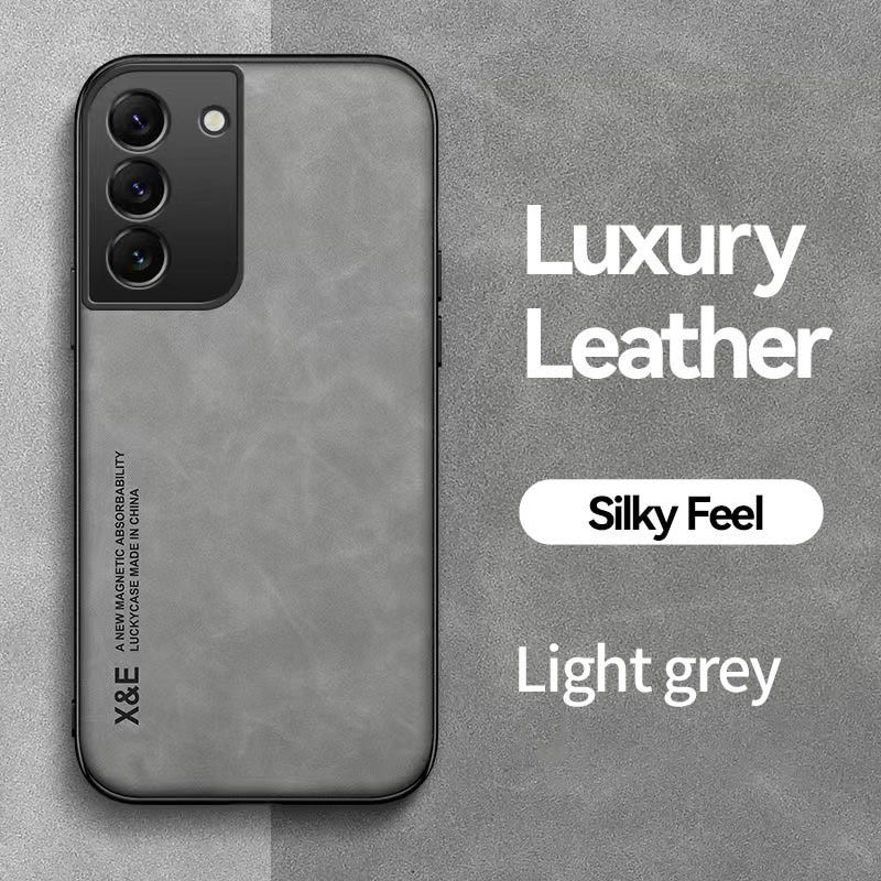 Business Luxury Sheepskin Pattern Leather Invisible Car Mounted Magnetic Phone Case For Samsung Galaxy S22 Shockproof Protective Case