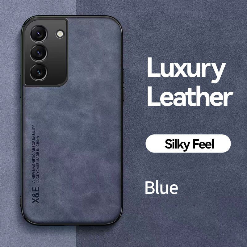 Business Luxury Sheepskin Pattern Leather Invisible Car Mounted Magnetic Phone Case For Samsung Galaxy S22 Shockproof Protective Case