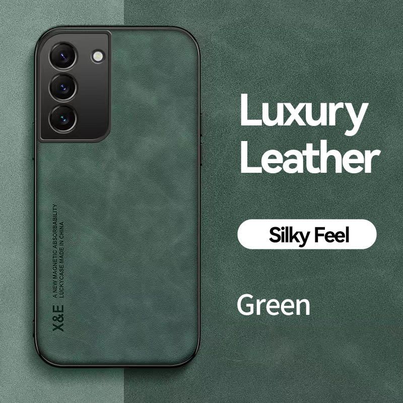 Business Luxury Sheepskin Pattern Leather Invisible Car Mounted Magnetic Phone Case For Samsung Galaxy S22 Shockproof Protective Case