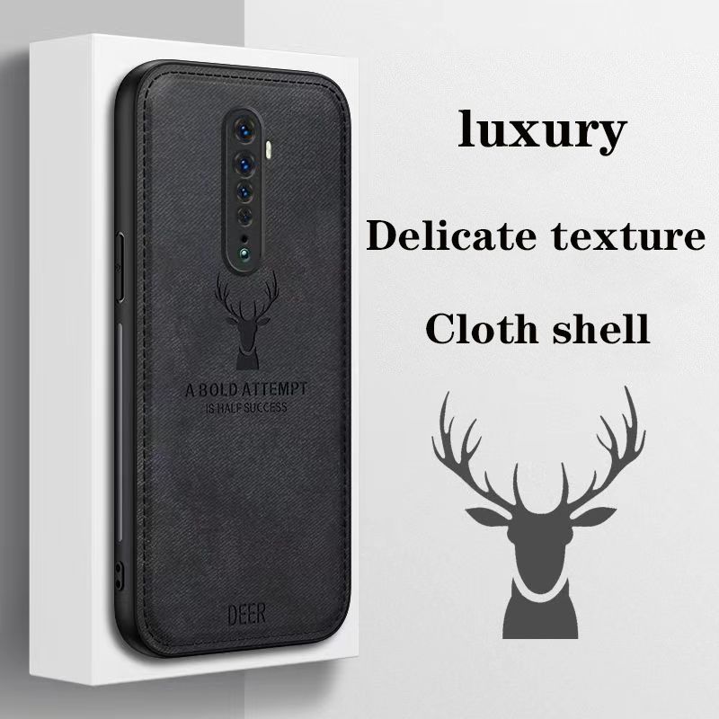 Phone Case For Oppo Reno 2Z/Reno 2F Simple Cloth Pattern Shockproof Bumper Cover