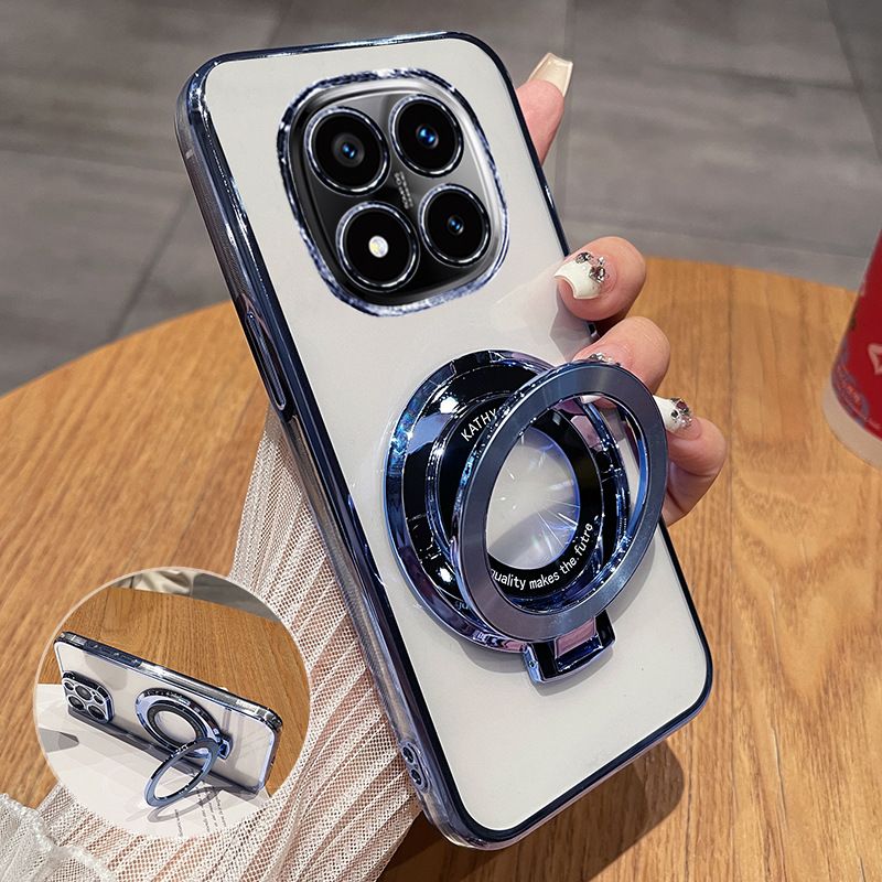 Transparent Soft Phone Case For Xiaomi Redmi Note 14 Pro Plus 5G , Magnetic Support Anti Drop Protective Case