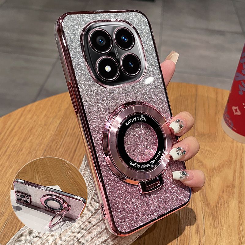 Transparent Soft Phone Case For Xiaomi Redmi Note 14 Pro Plus 5G , Magnetic Support Anti Drop Protective Case