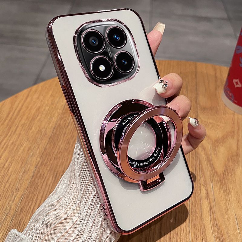 Transparent Soft Phone Case For Xiaomi Redmi Note 14 Pro Plus 5G , Magnetic Support Anti Drop Protective Case