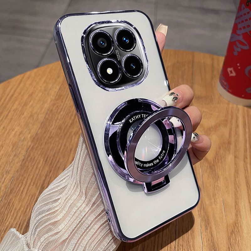Transparent Soft Phone Case For Xiaomi Redmi Note 14 Pro Plus 5G , Magnetic Support Anti Drop Protective Case