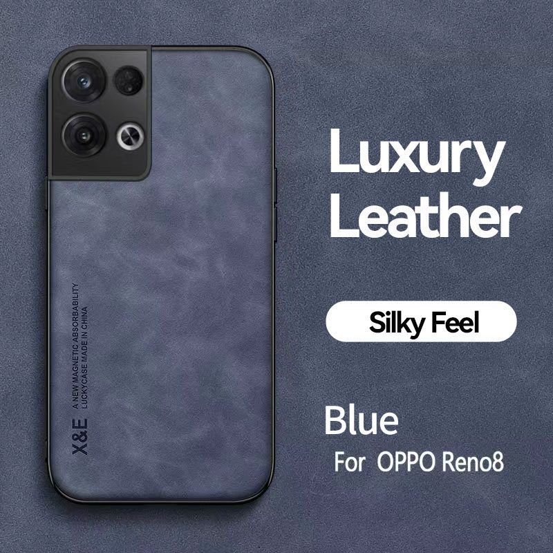 Business Luxury Sheepskin Pattern Leather Invisible Car Mounted Magnetic Phone Case For OPPO Reno 8 5G Shockproof Protective Case