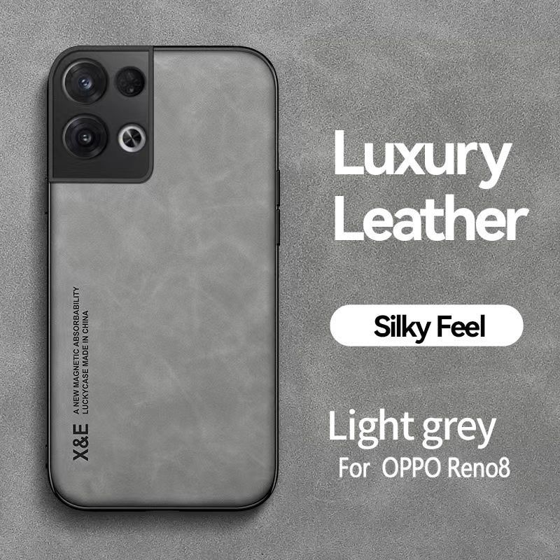 Business Luxury Sheepskin Pattern Leather Invisible Car Mounted Magnetic Phone Case For OPPO Reno 8 5G Shockproof Protective Case