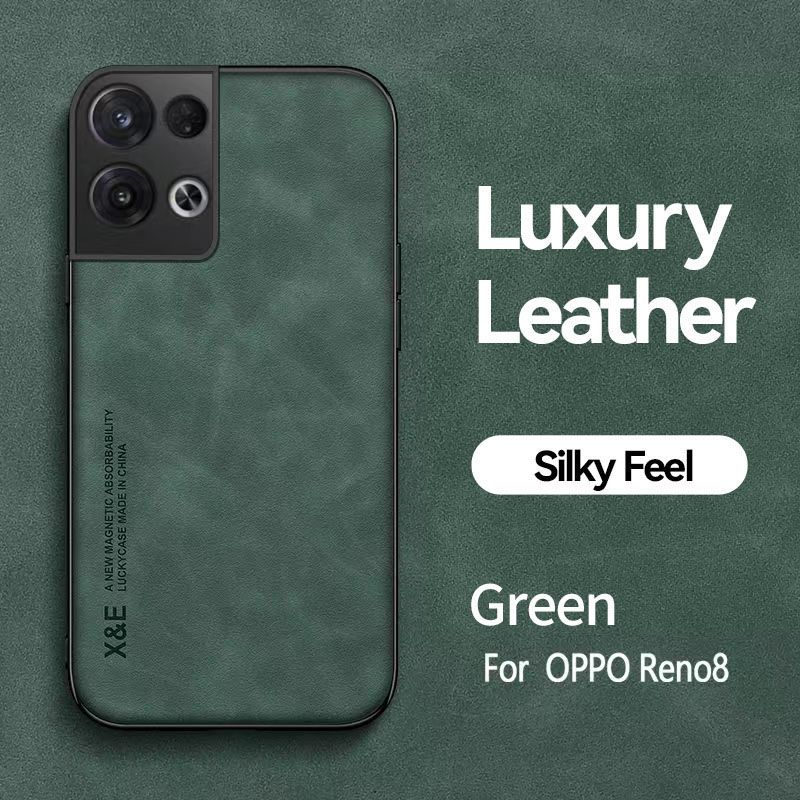 Business Luxury Sheepskin Pattern Leather Invisible Car Mounted Magnetic Phone Case For OPPO Reno 8 5G Shockproof Protective Case