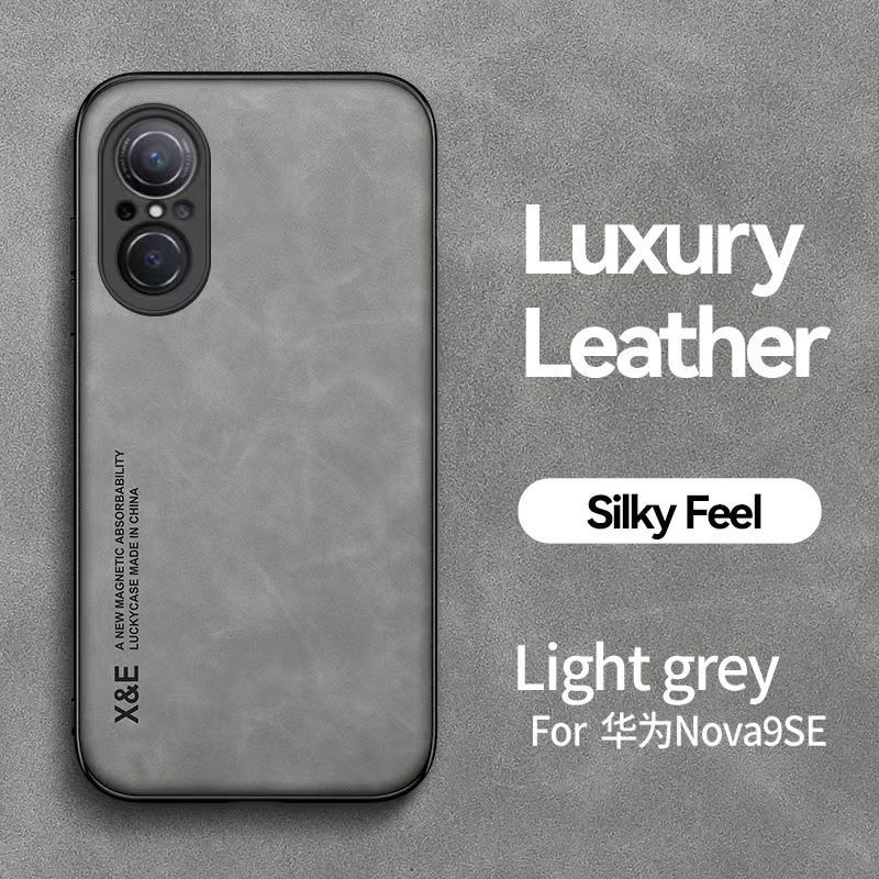 Business Luxury Sheepskin Pattern Leather Invisible Car Mounted Magnetic Phone Case For Huawei Nova 9 SE Shockproof Protective Case