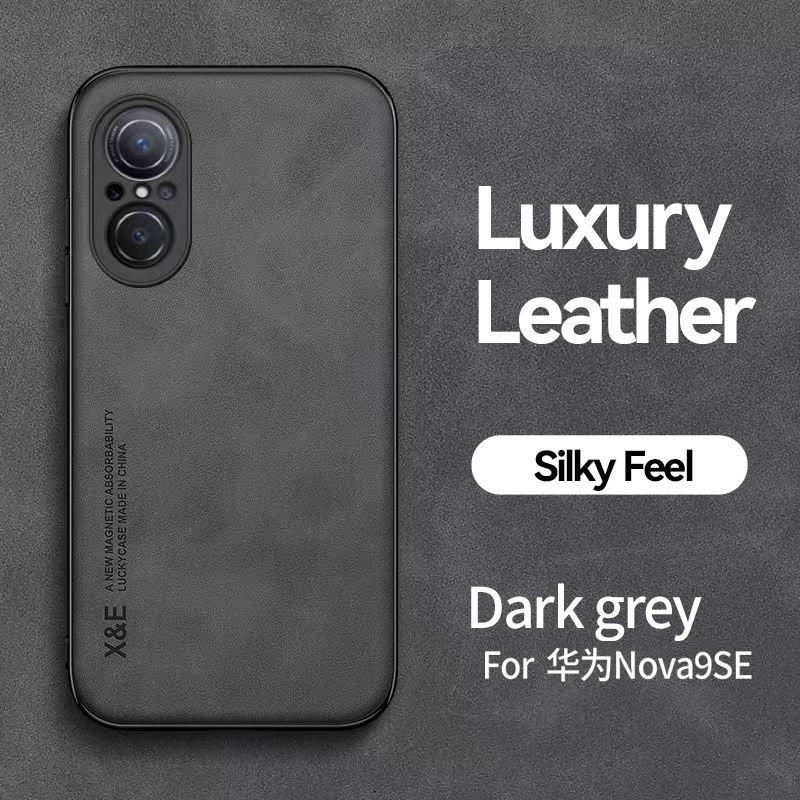 Business Luxury Sheepskin Pattern Leather Invisible Car Mounted Magnetic Phone Case For Huawei Nova 9 SE Shockproof Protective Case