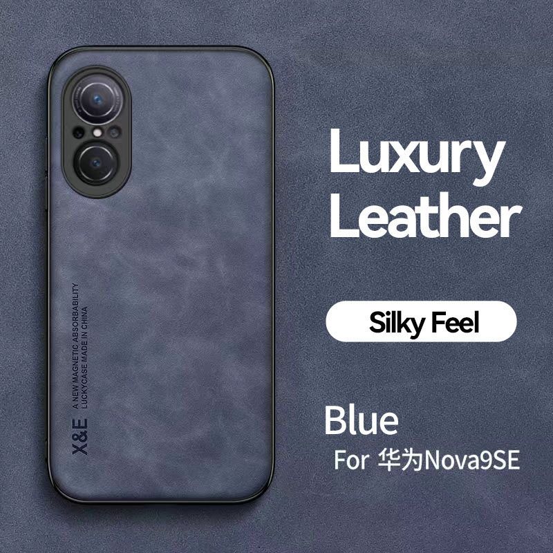 Business Luxury Sheepskin Pattern Leather Invisible Car Mounted Magnetic Phone Case For Huawei Nova 9 SE Shockproof Protective Case