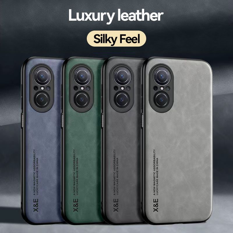 Business Luxury Sheepskin Pattern Leather Invisible Car Mounted Magnetic Phone Case For Huawei Nova 9 SE Shockproof Protective Case