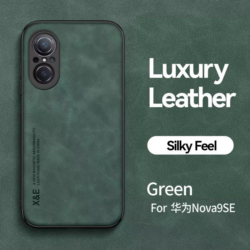 Business Luxury Sheepskin Pattern Leather Invisible Car Mounted Magnetic Phone Case For Huawei Nova 9 SE Shockproof Protective Case