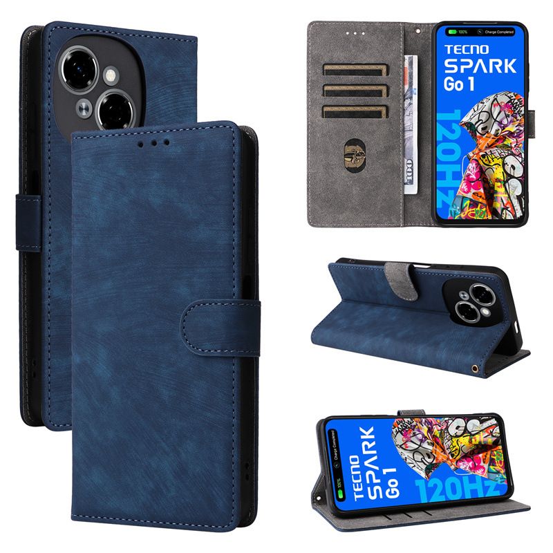 Flip Cover for Tecno Spark Go 1/Pop 9 4G/Spark Go 2025 PU Leather Phone Case Full-Body Protection Shockproof [RFID Blocking] Wallet Cover