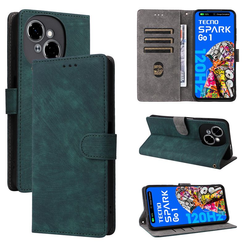 Flip Cover for Tecno Spark Go 1/Pop 9 4G/Spark Go 2025 PU Leather Phone Case Full-Body Protection Shockproof [RFID Blocking] Wallet Cover
