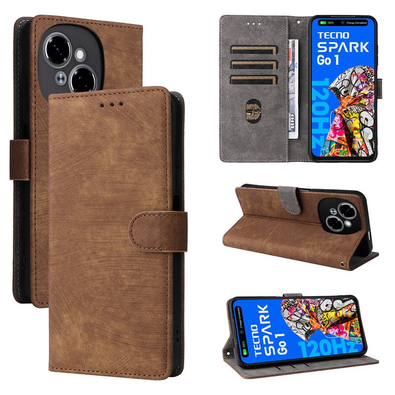 Flip Cover for Tecno Spark Go 1/Pop 9 4G/Spark Go 2025 PU Leather Phone Case Full-Body Protection Shockproof [RFID Blocking] Wallet Cover