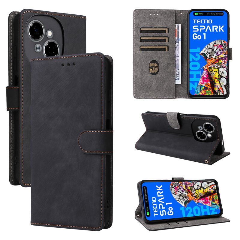 Flip Cover for Tecno Spark Go 1/Pop 9 4G/Spark Go 2025 PU Leather Phone Case Full-Body Protection Shockproof [RFID Blocking] Wallet Cover