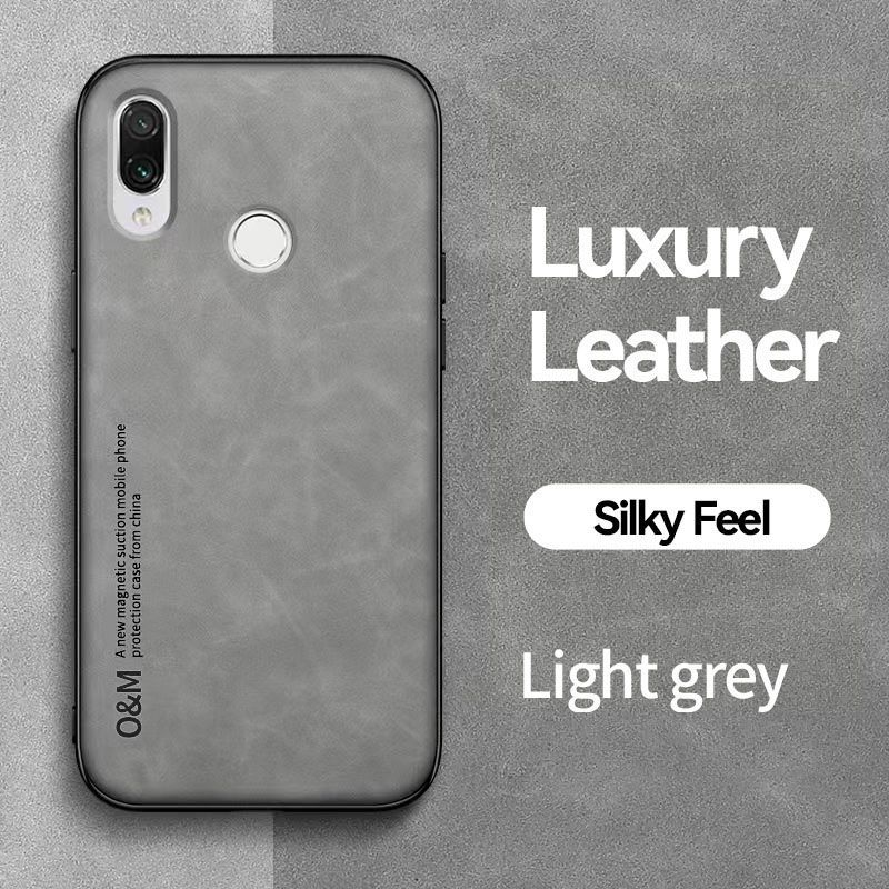 Business Luxury Sheepskin Pattern Leather Invisible Car Mounted Magnetic Phone Case For Huawei Y9 2019 Shockproof Protective Case