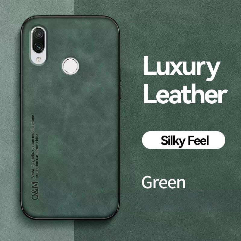 Business Luxury Sheepskin Pattern Leather Invisible Car Mounted Magnetic Phone Case For Huawei Y9 2019 Shockproof Protective Case