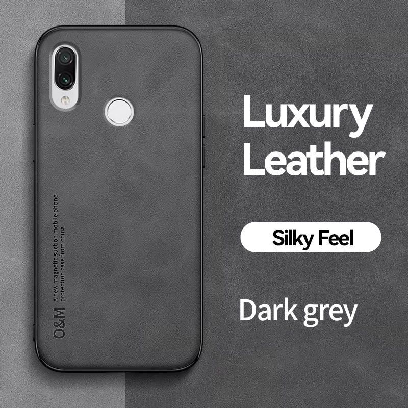 Business Luxury Sheepskin Pattern Leather Invisible Car Mounted Magnetic Phone Case For Huawei Y9 2019 Shockproof Protective Case