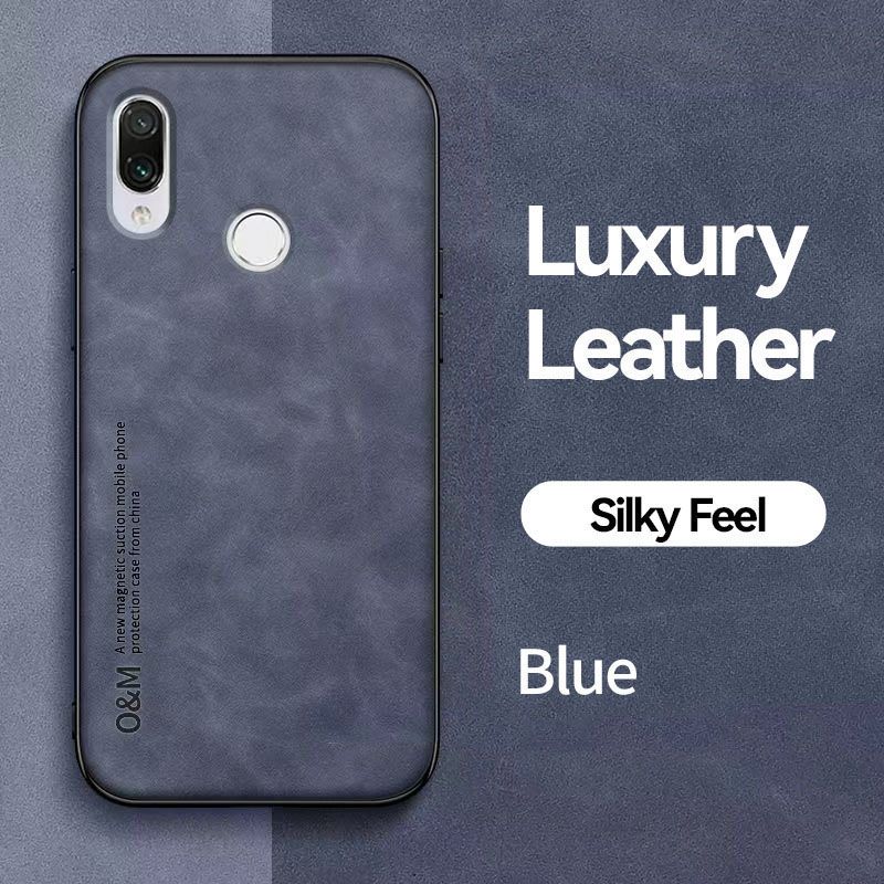Business Luxury Sheepskin Pattern Leather Invisible Car Mounted Magnetic Phone Case For Huawei Y9 2019 Shockproof Protective Case