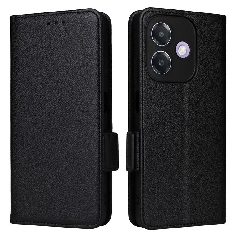 Wallet Flip Cover for OPPO A3X Case Lychee Pattern Leather Magnetic Flip Folio Stand Phone Cover with Card Holder