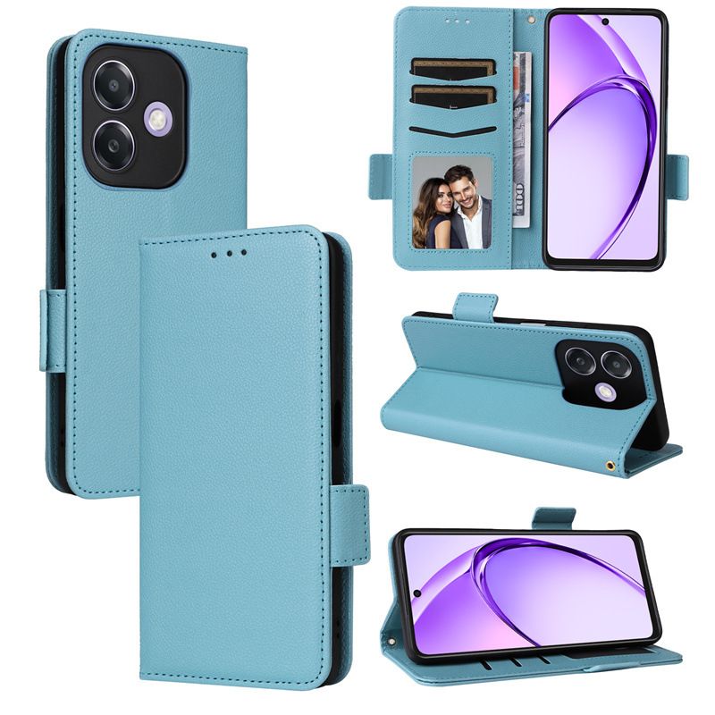Wallet Flip Cover for OPPO A3X Case Lychee Pattern Leather Magnetic Flip Folio Stand Phone Cover with Card Holder
