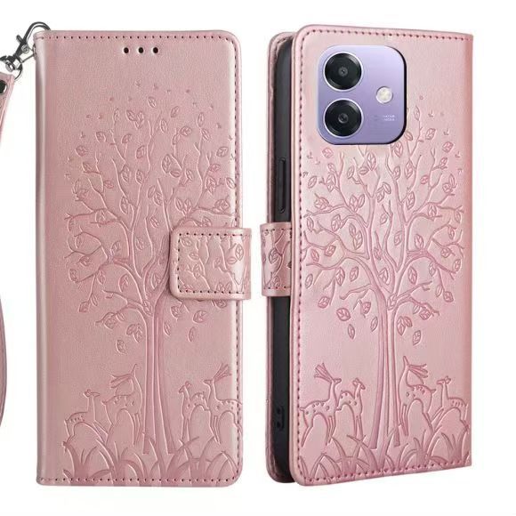 Wallet Leather Cover For OPPO A3 4G/ A3X 4G /A40 4G Magnetic Closure with Hand Strap