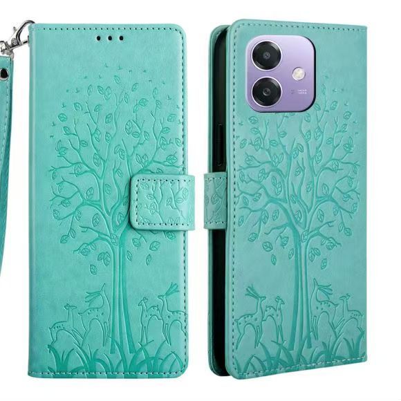 Wallet Leather Cover For OPPO A3 4G/ A3X 4G /A40 4G Magnetic Closure with Hand Strap
