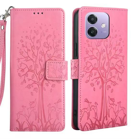 Wallet Leather Cover For OPPO A3 4G/ A3X 4G /A40 4G Magnetic Closure with Hand Strap