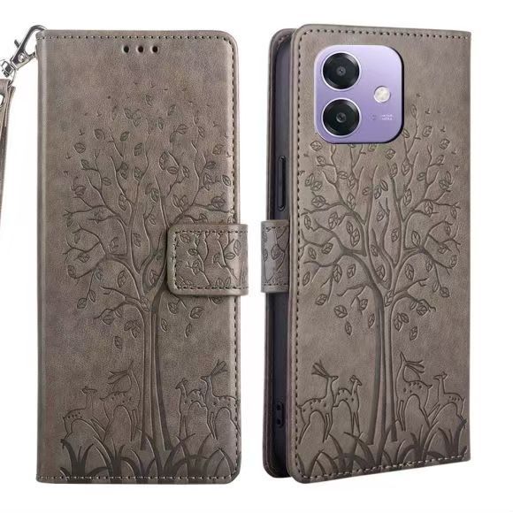 Wallet Leather Cover For OPPO A3 4G/ A3X 4G /A40 4G Magnetic Closure with Hand Strap