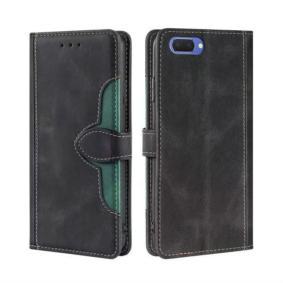 Wallet PU Leather Flip Cover For OPPO A3S/A5/A12E Vintage Leather Durable Protective Cover
